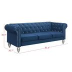 Home Design Emma Velvet Rolled Arm Sofa