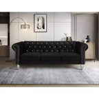 Home Design Emma Velvet Rolled Arm Sofa