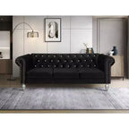 Home Design Emma Velvet Rolled Arm Sofa