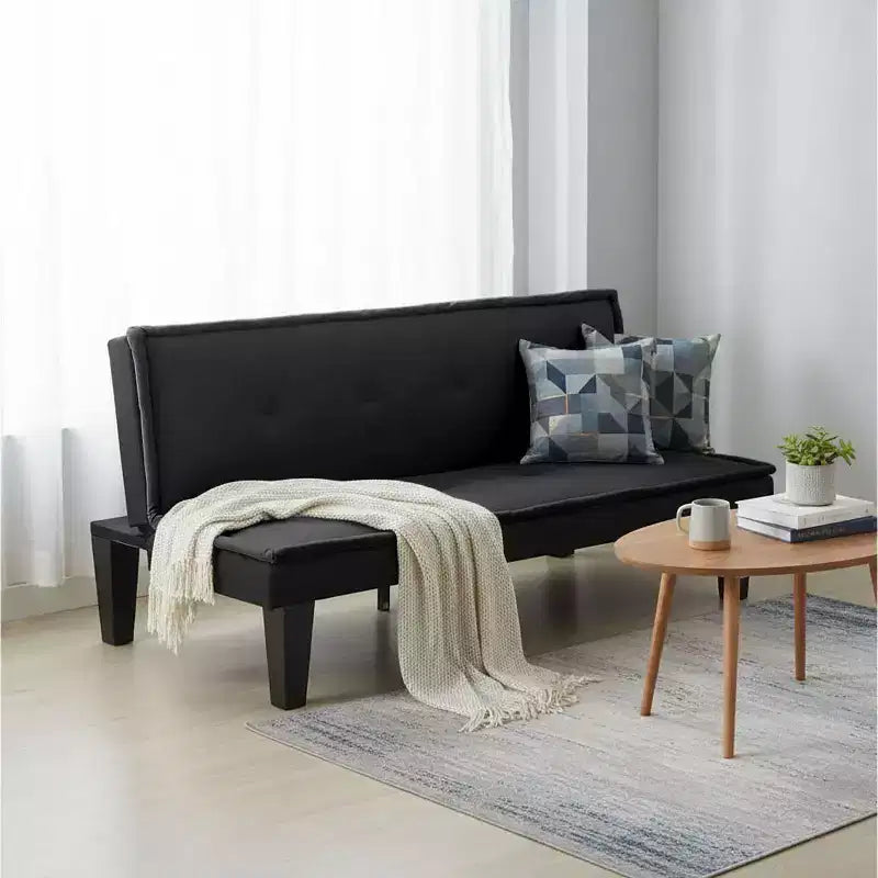 MAYEERTY 62.99 Faux Suede Convertible Futon Sofa Bed with 5-Position Adjustable Backrest