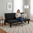 MAYEERTY 62.99 Faux Suede Convertible Futon Sofa Bed with 5-Position Adjustable Backrest