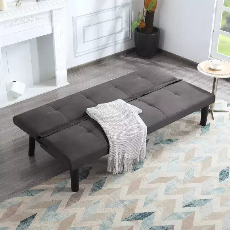 MAYEERTY 62.99 Faux Suede Convertible Futon Sofa Bed with 5-Position Adjustable Backrest