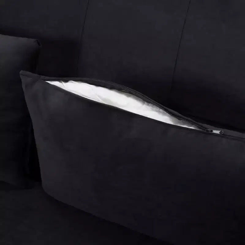 MAYEERTY 46 Velvet Pull-Out Sleeper Sofa Bed, 5-Position Adjustable Backrest Twin Sofa Couch with 2 Pillows