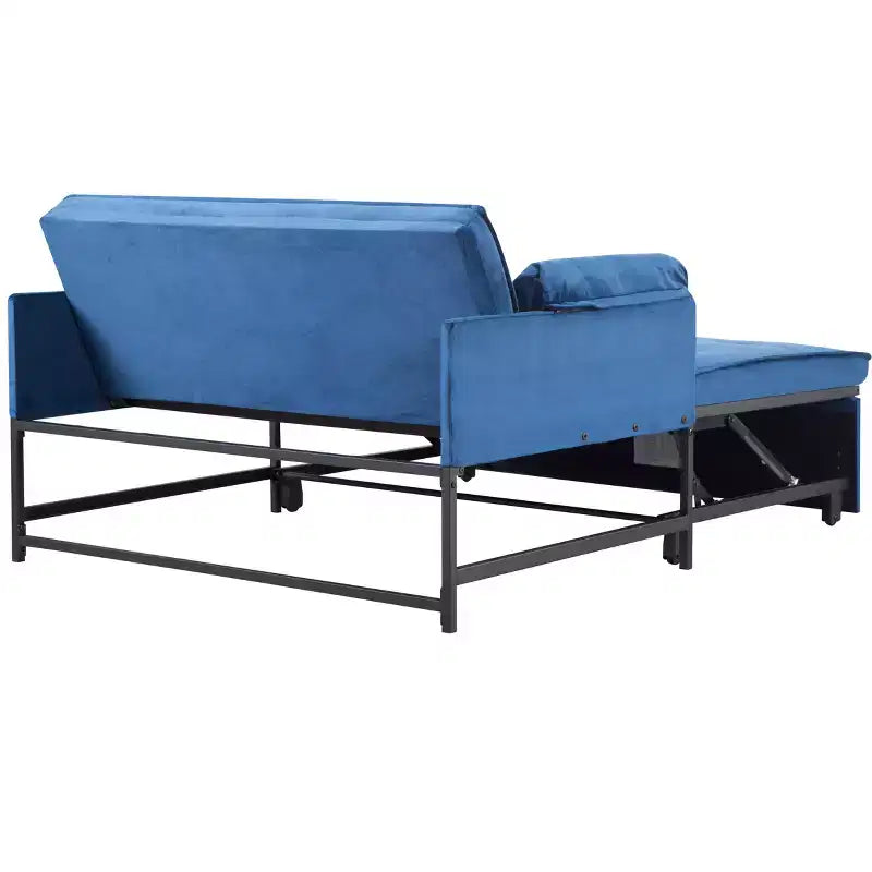 MAYEERTY 46 Velvet Pull-Out Sleeper Sofa Bed, 5-Position Adjustable Backrest Twin Sofa Couch with 2 Pillows