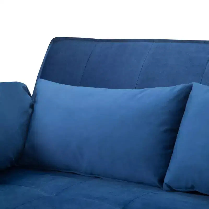 MAYEERTY 46 Velvet Pull-Out Sleeper Sofa Bed, 5-Position Adjustable Backrest Twin Sofa Couch with 2 Pillows