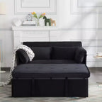 MAYEERTY 46 Velvet Pull-Out Sleeper Sofa Bed, 5-Position Adjustable Backrest Twin Sofa Couch with 2 Pillows