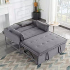 MAYEERTY 46 Velvet Pull-Out Sleeper Sofa Bed, 5-Position Adjustable Backrest Twin Sofa Couch with 2 Pillows