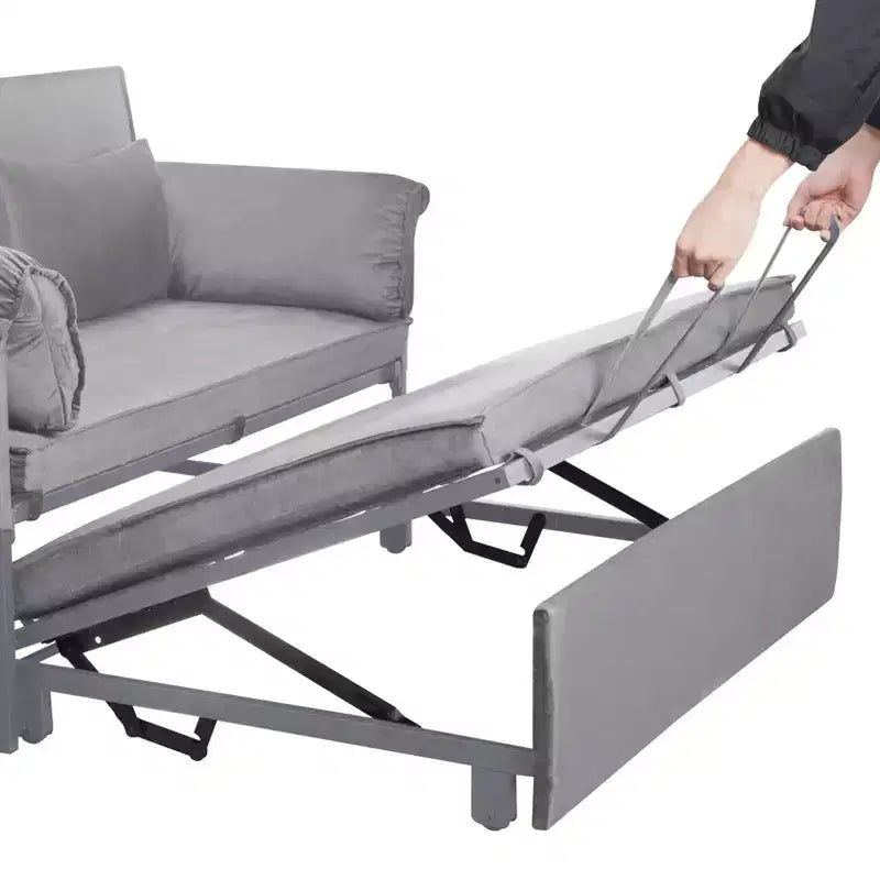 MAYEERTY 46 Velvet Pull-Out Sleeper Sofa Bed, 5-Position Adjustable Backrest Twin Sofa Couch with 2 Pillows