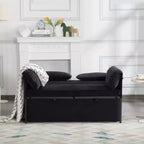 MAYEERTY 46 Velvet Pull-Out Sleeper Sofa Bed, 5-Position Adjustable Backrest Twin Sofa Couch with 2 Pillows