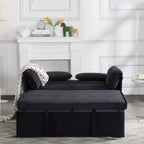 MAYEERTY 46 Velvet Pull-Out Sleeper Sofa Bed, 5-Position Adjustable Backrest Twin Sofa Couch with 2 Pillows