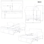 MAYEERTY 46 Velvet Pull-Out Sleeper Sofa Bed, 5-Position Adjustable Backrest Twin Sofa Couch with 2 Pillows