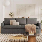 Dyonery 93'' 3-seater sofa with deep seats, modern upholstered sofa with wide armrests, detachable Chenille cover, sofa living room, apartment, grey