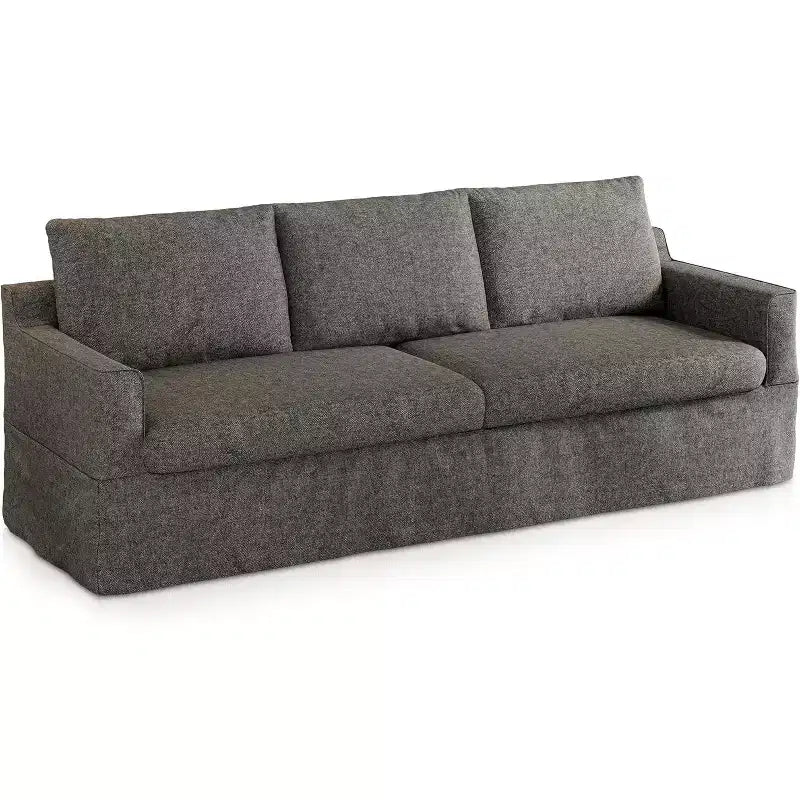Dyonery 93'' 3-seater sofa with deep seats, modern upholstered sofa with wide armrests, detachable Chenille cover, sofa living room, apartment, grey
