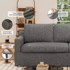 Dyonery 93'' 3-seater sofa with deep seats, modern upholstered sofa with wide armrests, detachable Chenille cover, sofa living room, apartment, grey