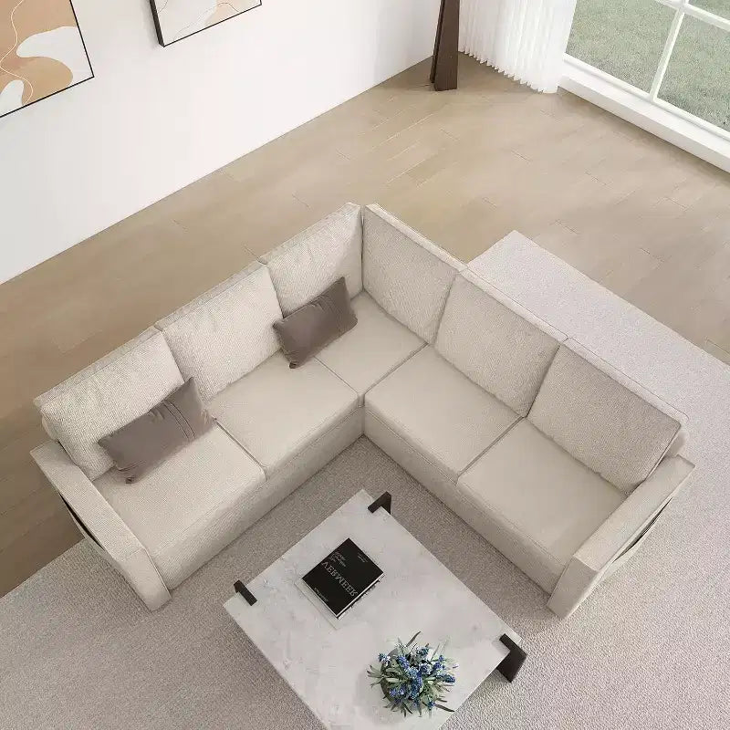 Canapé modulaire Dyonery en L, avec lit gigogne, canapé modulaire en lin de haute qualité, canapé-lit convertible de 78 pouces, canapé de salon