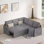 Canapé modulaire Dyonery en L, avec lit gigogne, canapé modulaire en lin de haute qualité, canapé-lit convertible de 78 pouces, canapé de salon