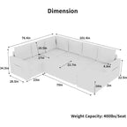 Dyonery combination sofa with pull-out bed, high-end modern linen U-shaped sofa bed, 101 convertible sofa, 7-seater combination sofa, beige