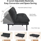 Dyonery 68Futon Couch with Adjustable Backrest & Foldable Design,Convertible Sleeper Sofa for Small Spaces Livingroom Apartment Office