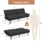 Dyonery 68Futon Couch with Adjustable Backrest & Foldable Design,Convertible Sleeper Sofa for Small Spaces Livingroom Apartment Office