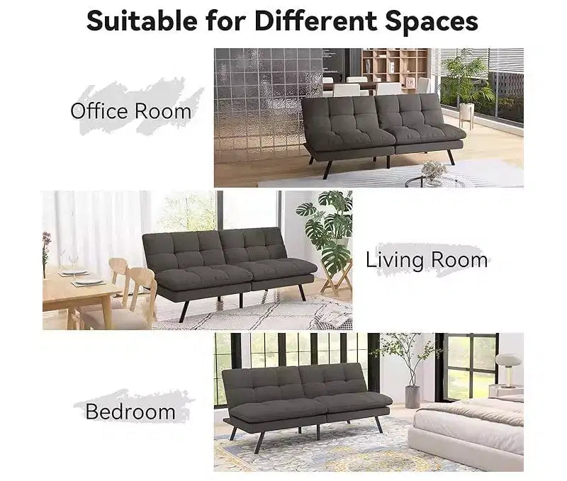 Dyonery 68Futon Couch with Adjustable Backrest & Foldable Design,Convertible Sleeper Sofa for Small Spaces Livingroom Apartment Office