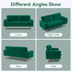 Canapé 3 places Dyonery, canapé en velours de 173 cm avec coussin et oreiller en velours, canapé moderne du milieu du siècle, adapté au salon, appartement