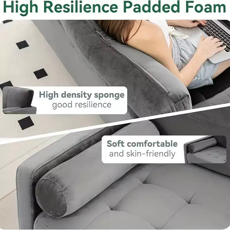 Canapé 3 places Dyonery, canapé en velours de 173 cm avec coussin et oreiller en velours, canapé moderne du milieu du siècle, adapté au salon, appartement