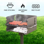 Pilot Rock Park Style Outdoor Camping BBQ Charcoal Grill with Swivel
