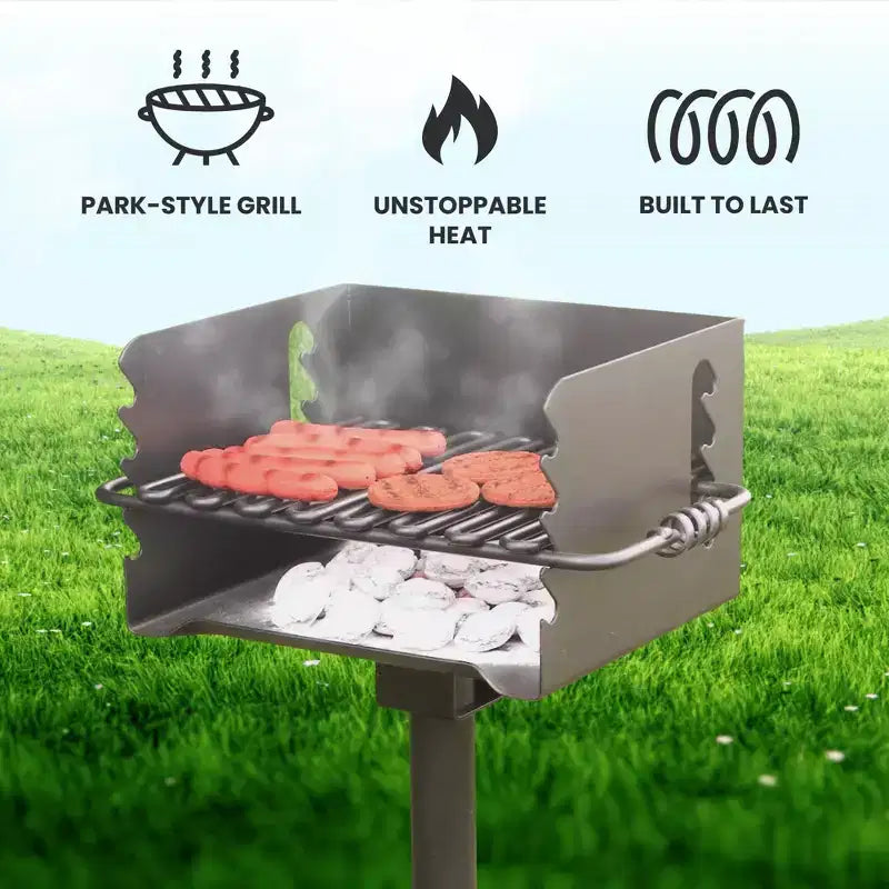 Pilot Rock Park Style Outdoor Camping BBQ Charcoal Grill with Swivel