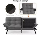 Canapé Futon Convertible Dyonery avec Dossier Réglable et Accoudoirs Amovibles, Causeuse Lit Pliante pour Petit Espace de Salon
