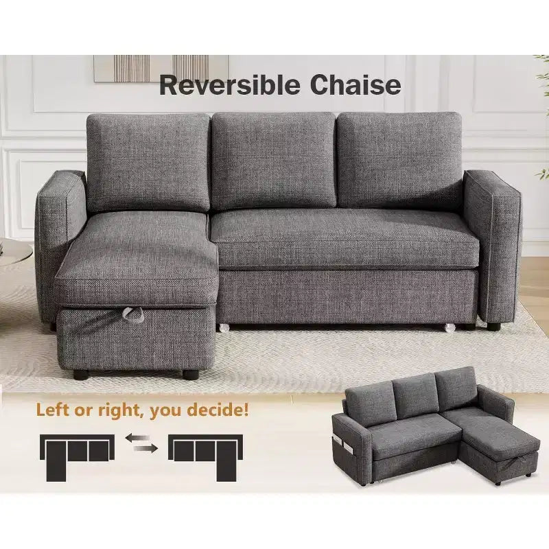 Dyonery 81-inch multi-functional sofa bed, pull-out sofa, no tool assembly required, two fabric options available