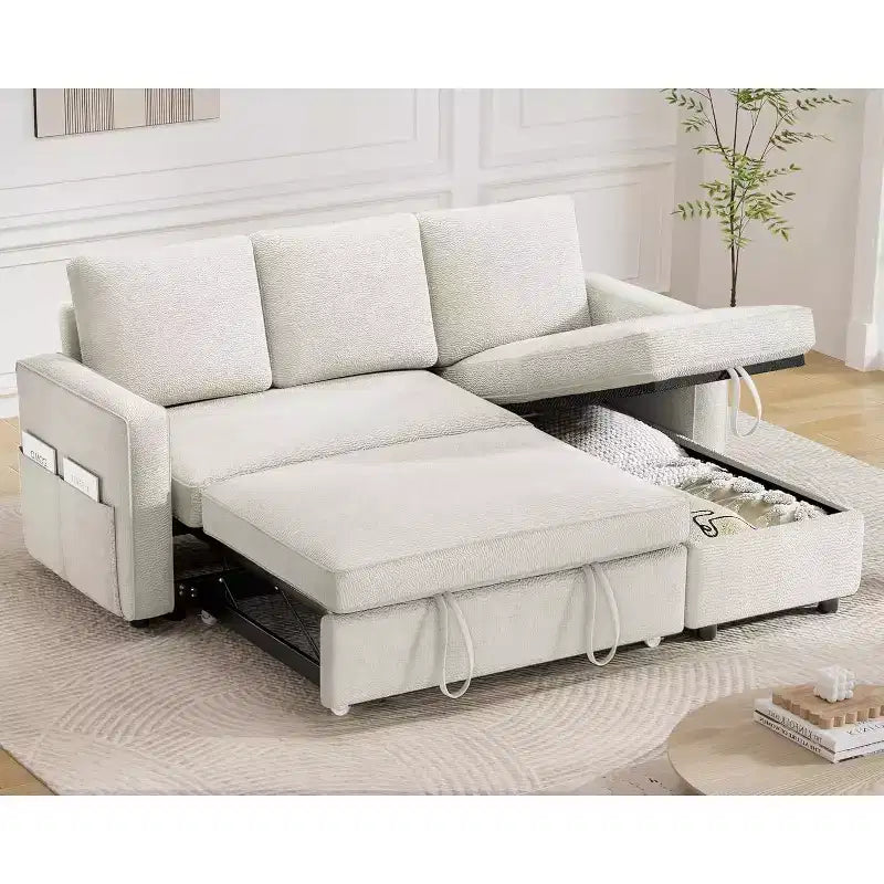 Dyonery 81-inch multi-functional sofa bed, pull-out sofa, no tool assembly required, two fabric options available
