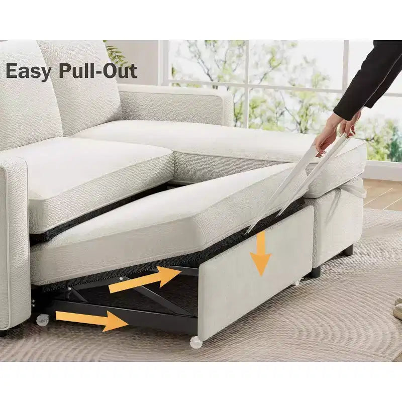 Dyonery 81-inch multi-functional sofa bed, pull-out sofa, no tool assembly required, two fabric options available