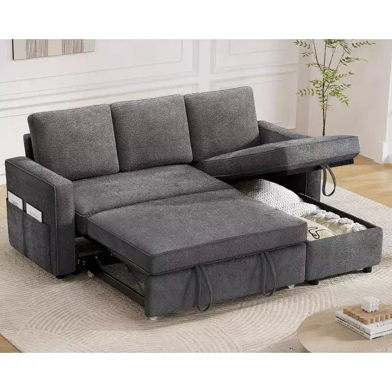 Dyonery 81-inch multi-functional sofa bed, pull-out sofa, no tool assembly required, two fabric options available