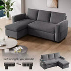 Dyonery 81-inch multi-functional sofa bed, L-shaped sofa, pull-out sofa, adjustable backrest, tool-free installation, corduroy
