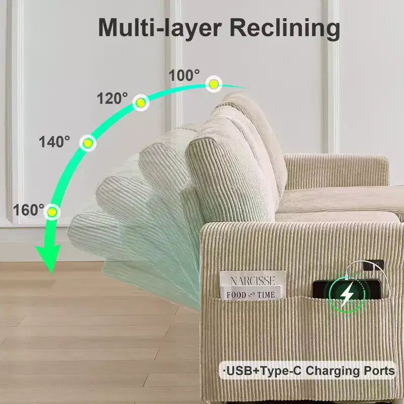 Dyonery 81-inch multi-functional sofa bed, L-shaped sofa, pull-out sofa, adjustable backrest, tool-free installation, corduroy