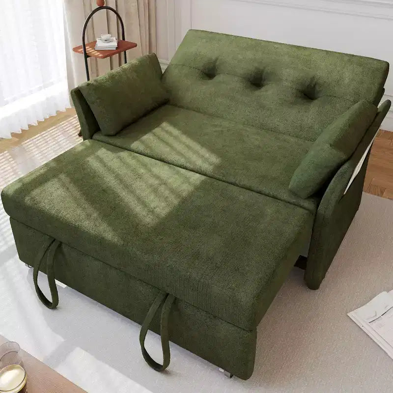 Dyonery Convertible Sofa Bed, Pull Out Sleeper Sofa with Side Pocket & Adjustable Backrest, Tool-Free Assembly, Folding Loveseat for Living Room