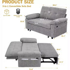 Dyonery hree-in-one convertible sofa bed, pull-out sofa with adjustable backrest, side pockets, apartment, tool-free assembly