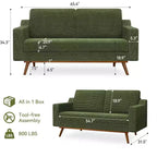 Dyonery 65.4 Sofa, comfortable sofa, living room sofa, medieval modern small sofa, with spring pads, solid wood frame, tool-free assembly
