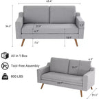 Dyonery 65.4 Sofa, comfortable linen sofa, medieval modern small sofa, with spring pads, solid wood frame, tool-free assembly