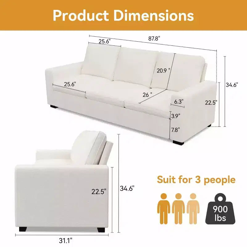 Dyonery 88.97 Canapés Modernes pour Salon, Canapé Convertible Profond avec 8 Coussins