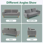 Dyonery 68 Sofa Velvet Loveseat Couch Mid Century Modern Sofa Couch with Solid Wood Legs