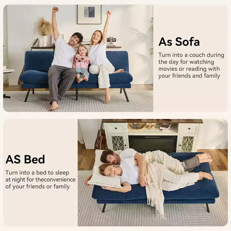 Canapé-lit convertible Dyonery 72 avec coussin amovible de 6,7 po d'épaisseur