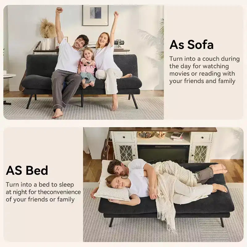 Canapé-lit convertible Dyonery 72 avec coussin amovible de 6,7 po d'épaisseur