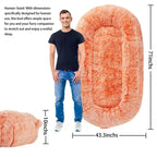 Lit Géant pour Humain, 180 cm, en Fausse Fourrure, Couchage Doux et Lavable avec Poignée et Housse Amovible, Lit Orthopédique pour Chien Humain