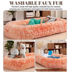 Lit Géant pour Humain, 180 cm, en Fausse Fourrure, Couchage Doux et Lavable avec Poignée et Housse Amovible, Lit Orthopédique pour Chien Humain