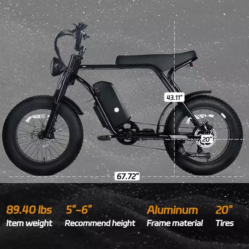 Electric Mountain Bike for Adults, 20 x 4.0 Fat Tire, 750W Motor with 48V 15.6Ah Removable Battery