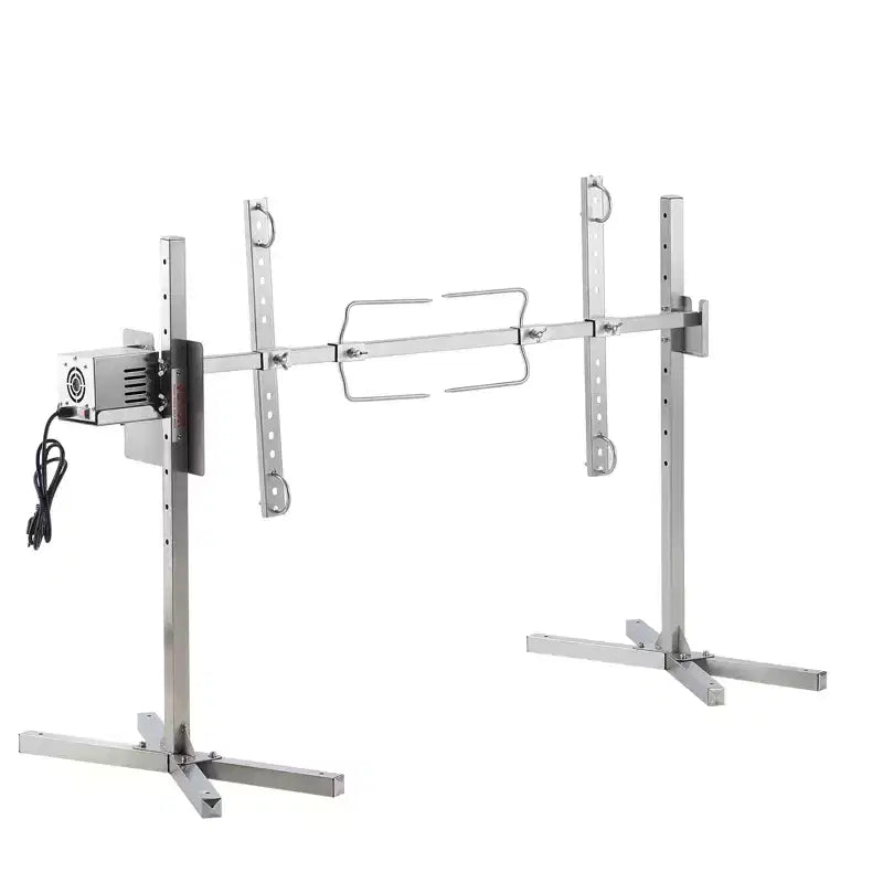 VEVOR Electric BBQ Rotisserie Grill Kit, 46 Inch 132 lbs Capacity, Automatic 52W Motor Height Adjustable Universal Roaster Stand, Silver