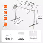 Kit de rôtisserie électrique VEVOR, 116,8 cm, capacité de 60 kg, moteur automatique de 52 W, hauteur réglable, support de rôtissoire universel, argenté