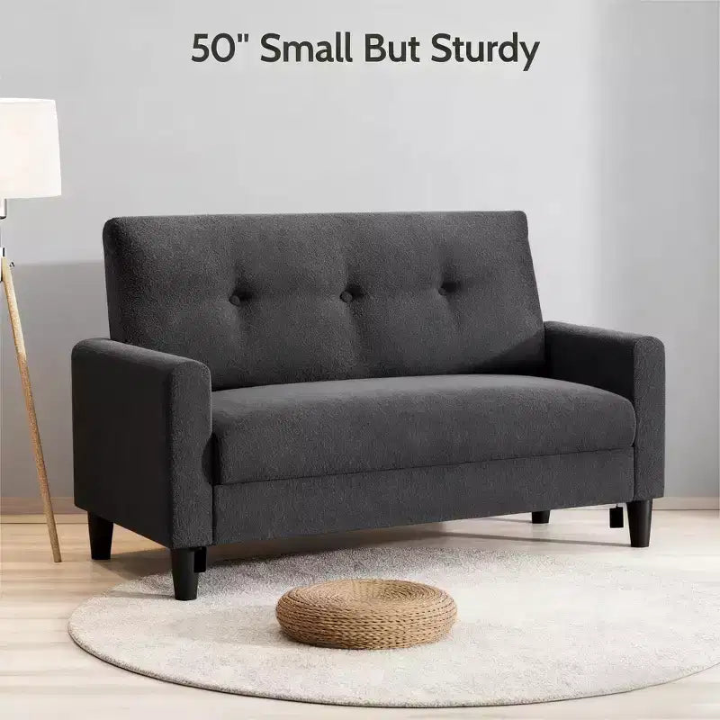 Dyonery 50'' corduroy sofa, comfortable small sofa, living room, small sofa with deep seat spring pads, solid wood frame, tool-free assembly