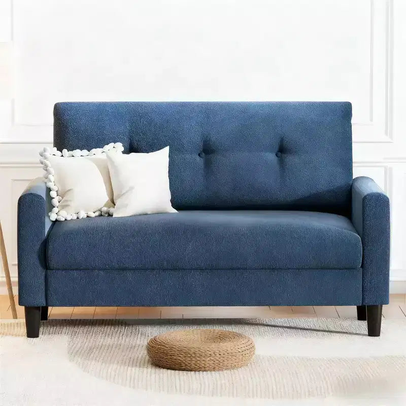 Dyonery 50'' corduroy sofa, comfortable small sofa, living room, small sofa with deep seat spring pads, solid wood frame, tool-free assembly